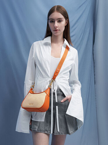 Mini Alcott Scarf Handle Canvas Bag, Orange, hi-res