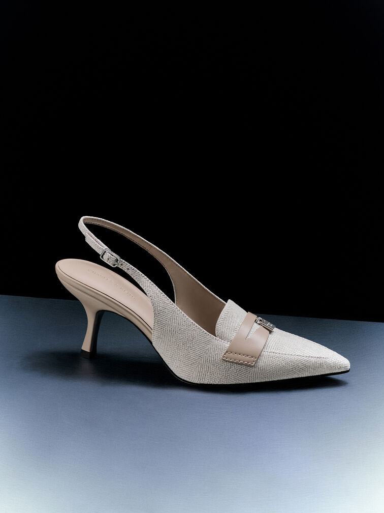 Griselda Two-Tone Slingback Pumps, Light Grey, hi-res