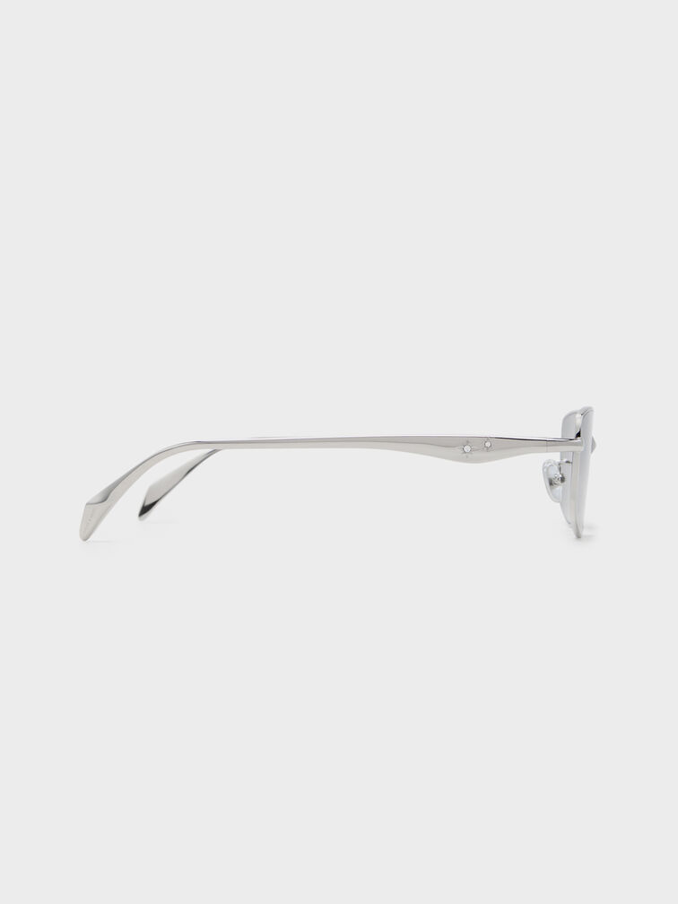 Celestia Rectangular Clear Sunglasses, Silver, hi-res