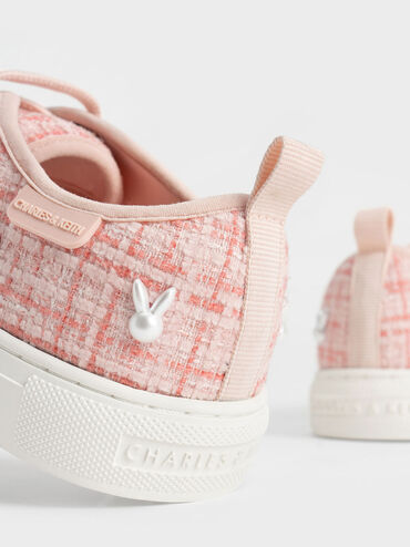 Girls' Bunny Tweed Sneakers, Pink, hi-res