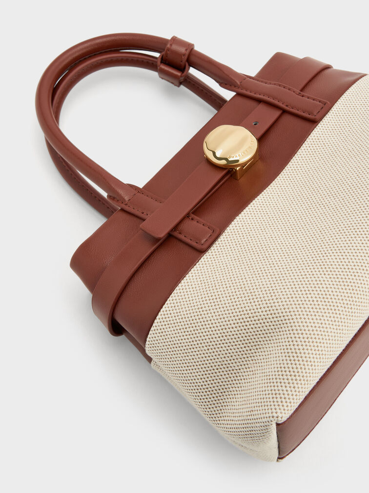 T&uacute;i x&aacute;ch h&igrave;nh thang Mini Behn Canvas Belted, Gạch, hi-res