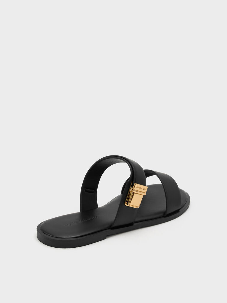 Dove Double-Strap Sandals, Black, hi-res
