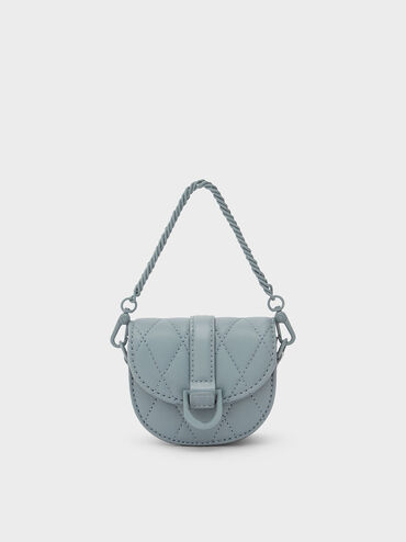 T&uacute;i đeo vai nữ nắp gập Micro Gabine Two Tone, Xanh kim loại, hi-res