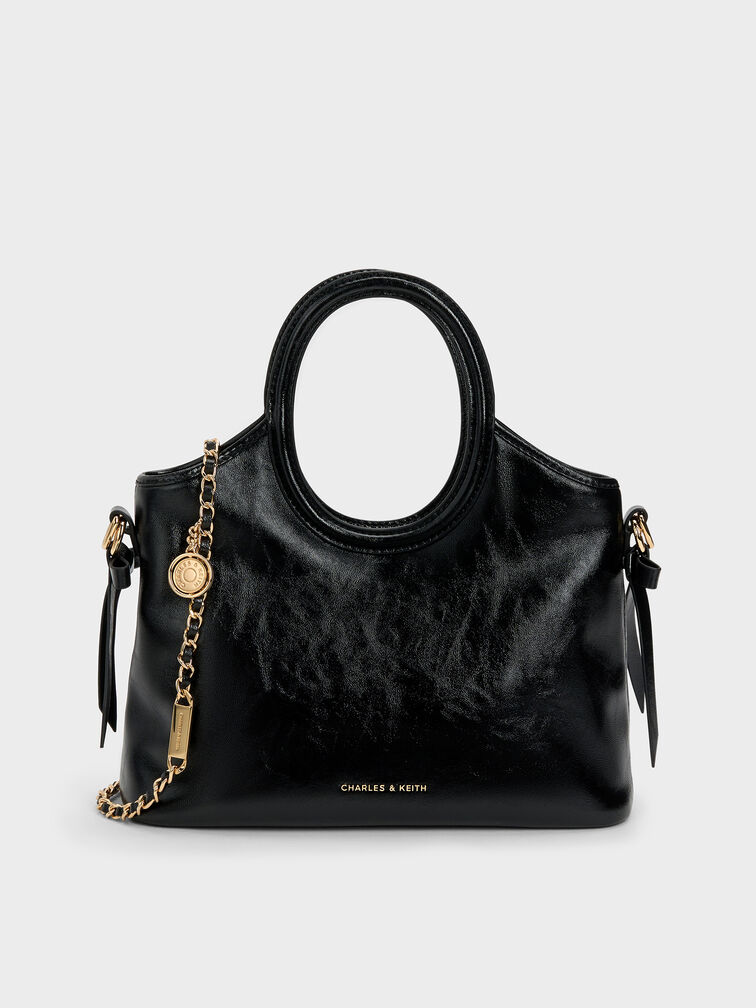 T&uacute;i tote Dalia Bow Oval-Handle, Đen, hi-res