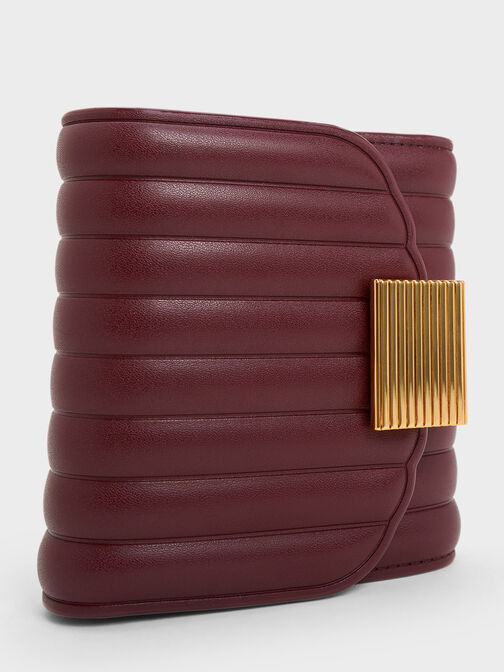 Astrid Panelled Small Wallet, Burgundy, hi-res