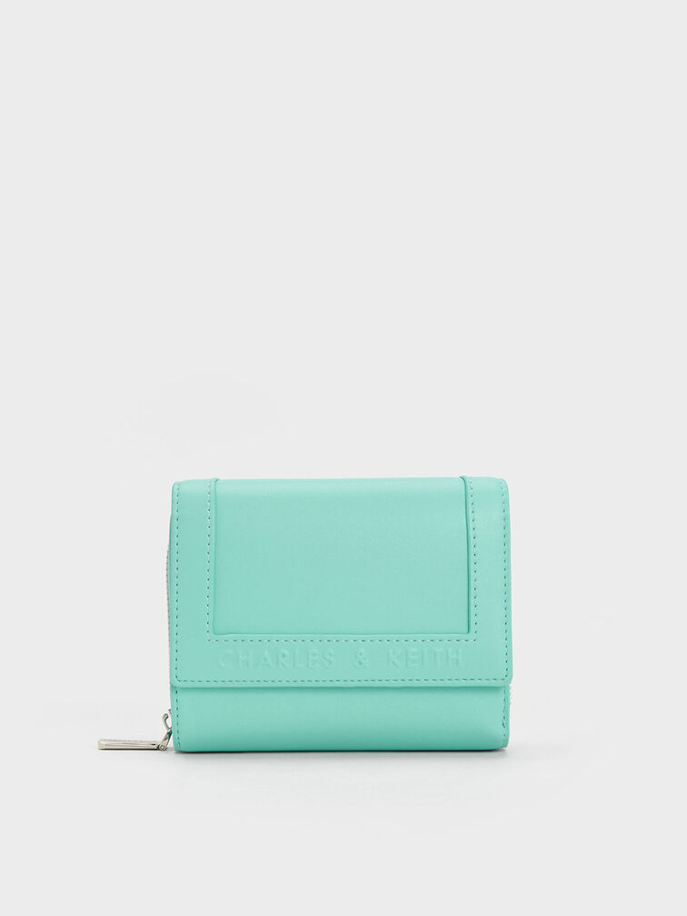 Stitch-Trim Front Flap Wallet, Mint Green, hi-res
