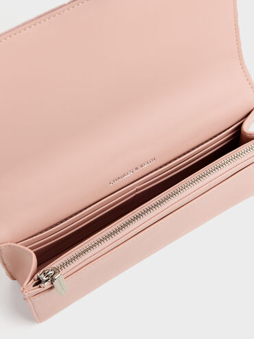 Paffuto Velvet Quilted Wallet On Chain, Pink, hi-res