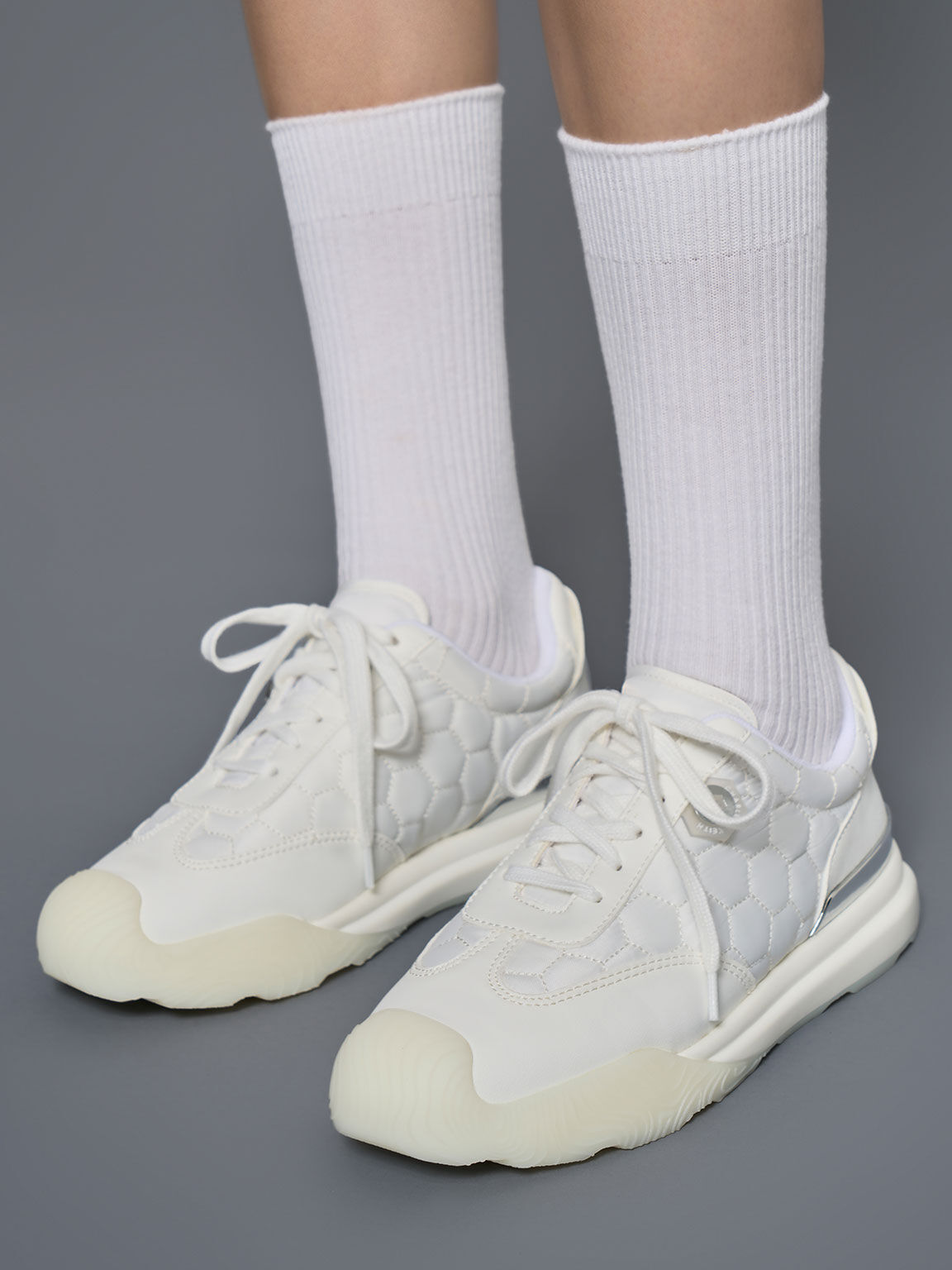 Giày sneakers Nylon Low-Top, Trắng, hi-res