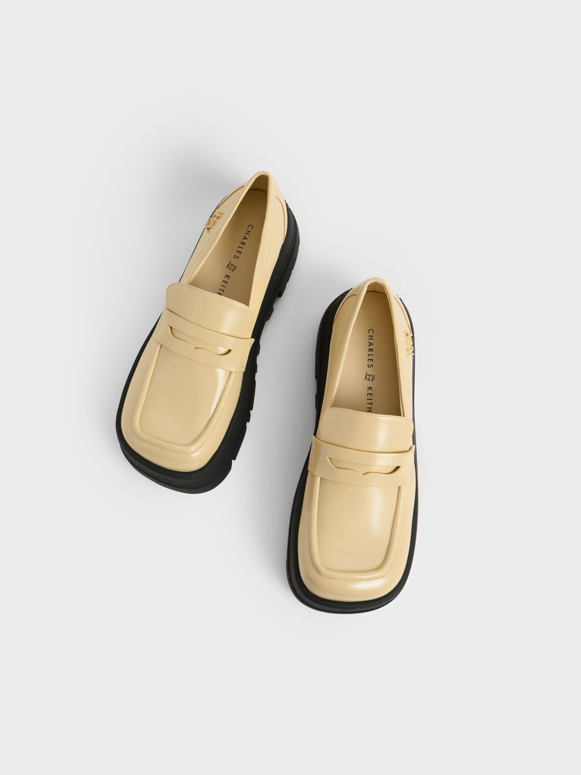 Giày loafers mũi vuông Rainier Chunky Platform Penny, Vàng, hi-res