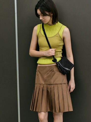 T&uacute;i đeo vai h&igrave;nh thang Duo Quilted, Đen, hi-res