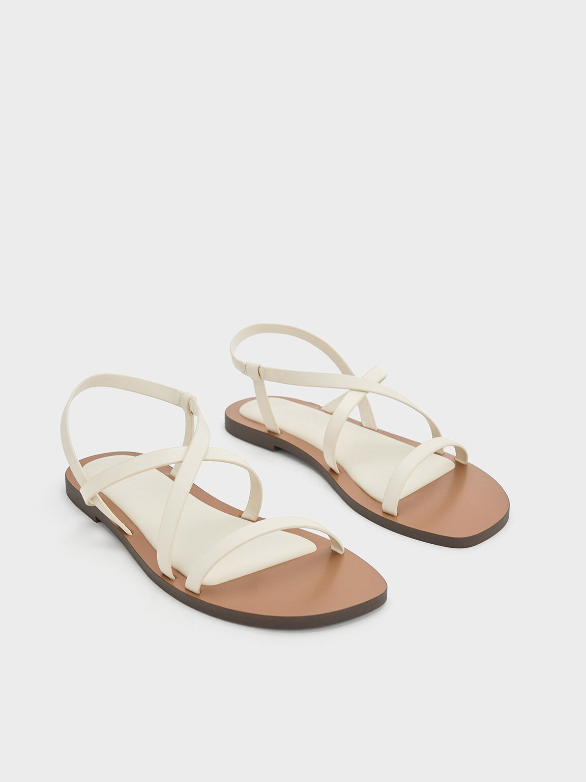 Cognac Crossover Back Strap Sandals - CHARLES & KEITH VN