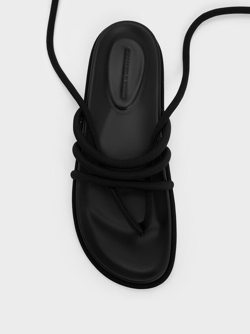 Giày sandals đế thấp Toni Tubular Tie-Around, Đen họa tiết, hi-res