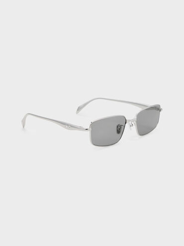 Celestia Rectangular Clear Sunglasses, Silver, hi-res