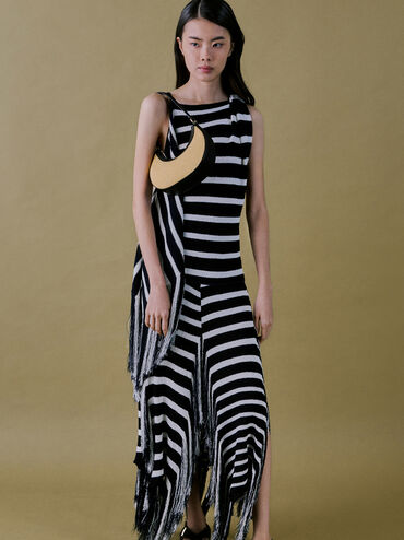 T&uacute;i đeo vai Leather & Raffia Crescent Hobo, Neutral Raffia, hi-res