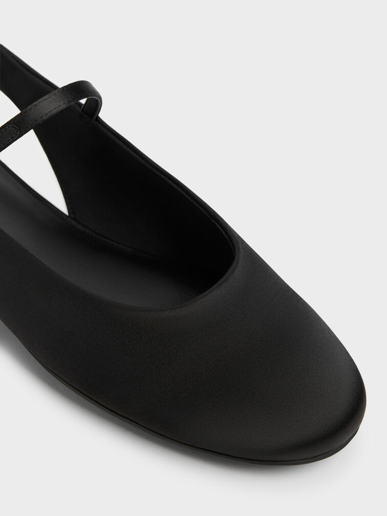 Gi&agrave;y sandals đế bệt Imani Satin, Đen họa tiết, hi-res
