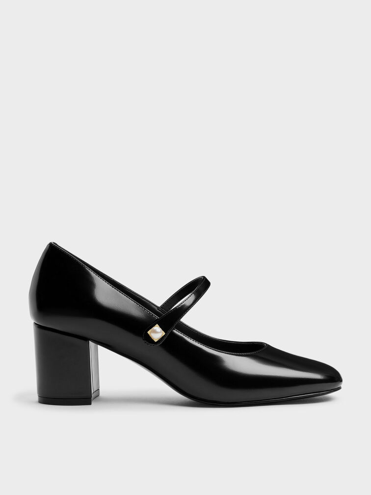 Marie Pearl Mary Jane Pumps, Black Boxed, hi-res