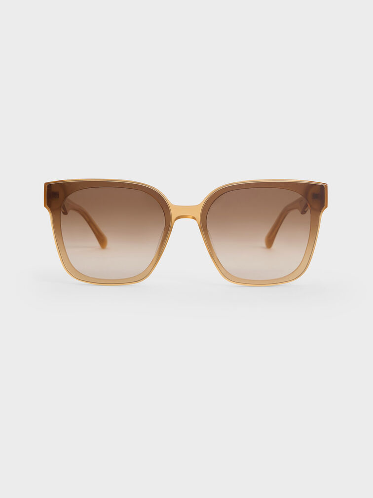 Freya Recycled Acetate Square Sunglasses, Toffee, hi-res