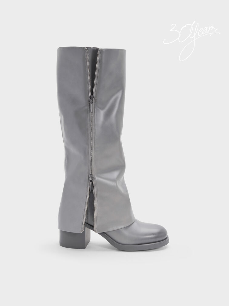 Gi&agrave;y boots cao g&oacute;t Louise Burnished, X&aacute;m nhạt, hi-res