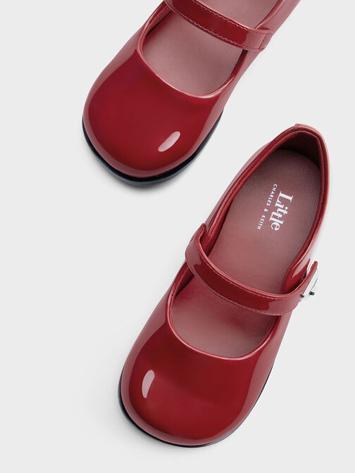 Giày búp bê trẻ em Trice Patent Metallic Accent, Đỏ, hi-res