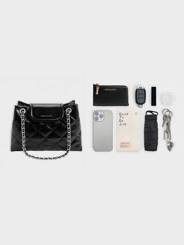 T&uacute;i đeo vai nắp gập Apfra, Noir, hi-res