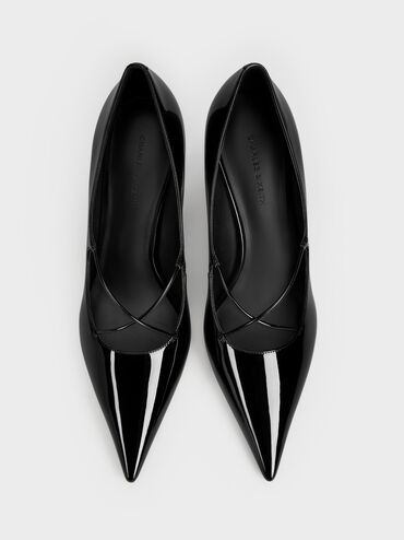 Gi&agrave;y cao g&oacute;t b&iacute;t mũi Patent, Đen b&oacute;ng, hi-res