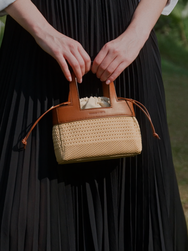 Girls' Ida Knitted Mini Bag, Beige, hi-res