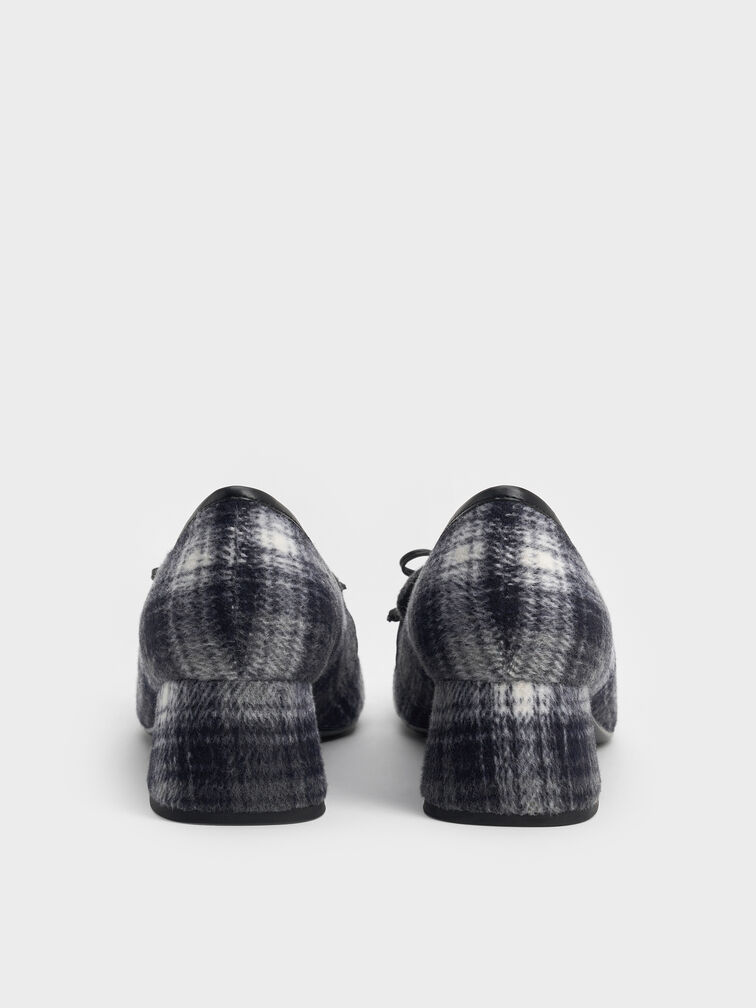 Circle-Charm Bow Loafer Pumps, Dark Grey, hi-res