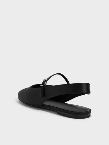 Gi&agrave;y sandals đế bệt Imani Satin, Đen họa tiết, hi-res