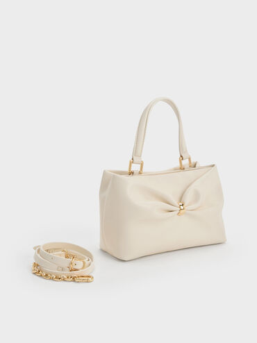 Halsey Ruched Top Handle Bag, Cream, hi-res