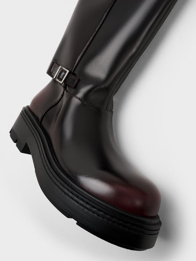 Davis Buckled Fold-Over Boots, Dark Brown, hi-res