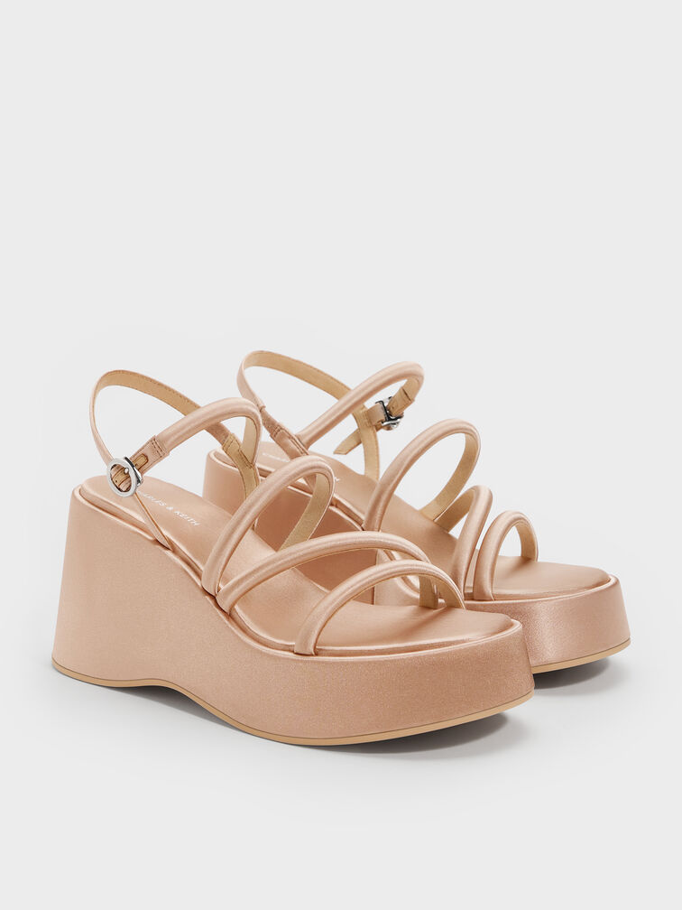 Gi&agrave;y sandals đế xuồng Lindon Satin, Nude, hi-res