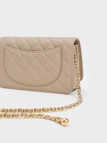 Clutch phom chữ nhật Cressida Quilted, N&acirc;u x&aacute;m, hi-res