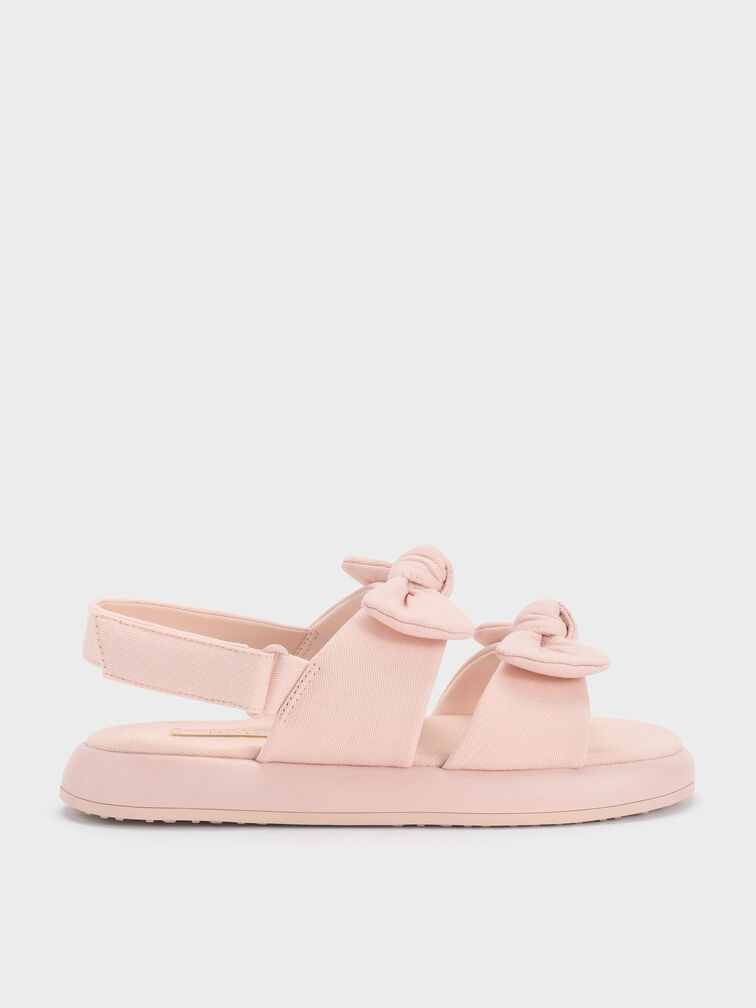 Gi&agrave;y sandals b&eacute; g&aacute;i Twill Bow, Hồng nhạt, hi-res