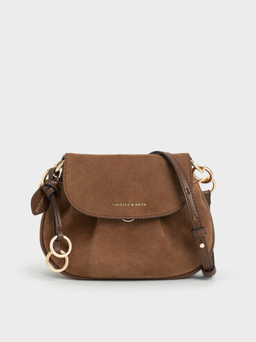 Britton Ruched Saddle Bag, Mocha Brown, hi-res