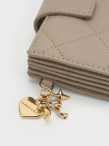 Arrietty Quilted Belted Card Holder, Taupe, hi-res