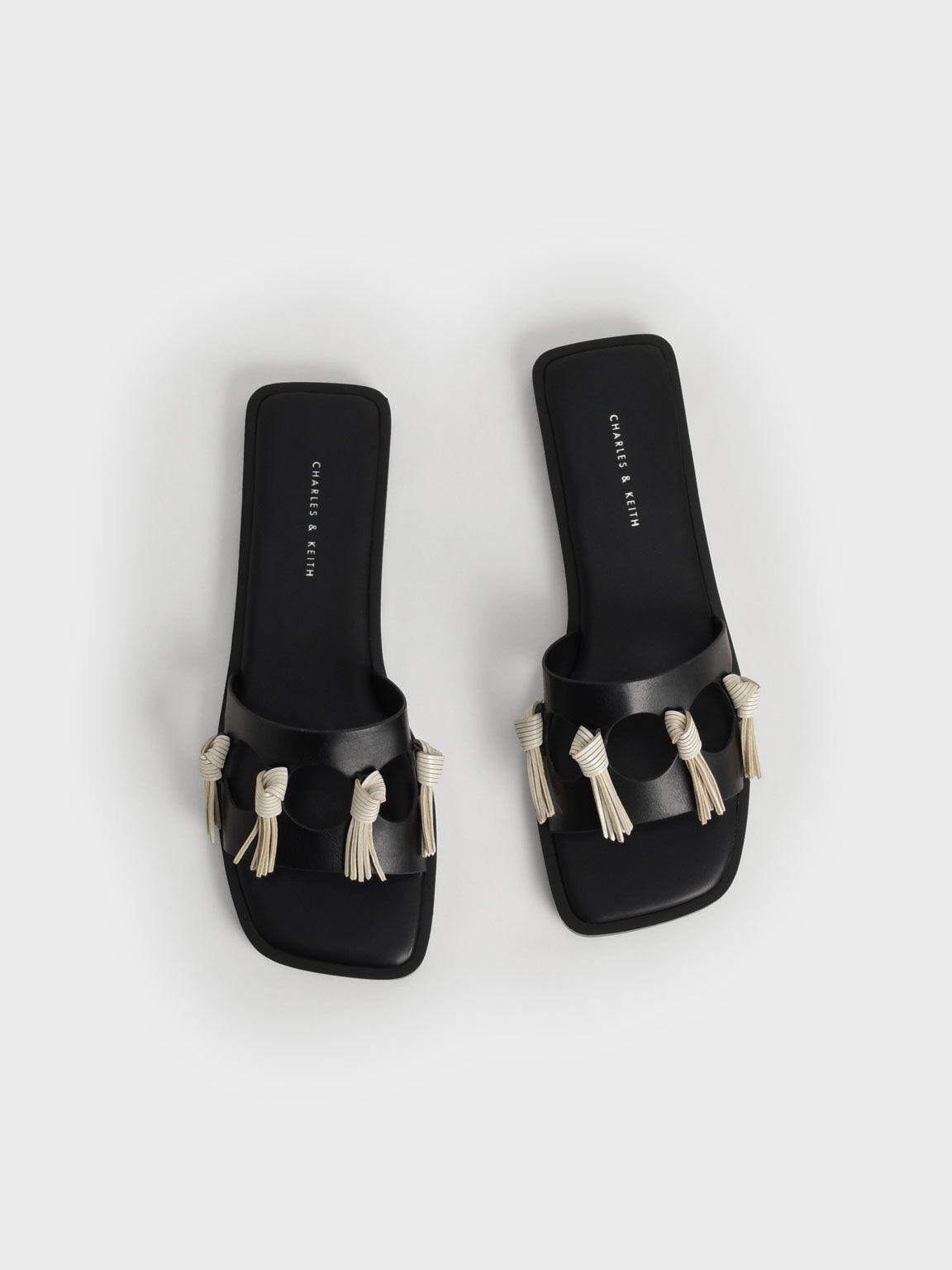 Giày sandals nữ Fringe Detail, Đen, hi-res