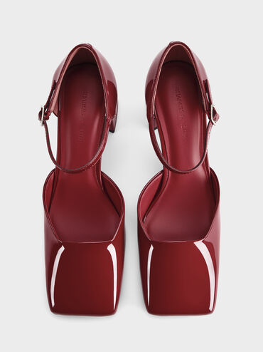Gi&agrave;y sandals cao g&oacute;t Patricia Patent, Đỏ burgundy, hi-res