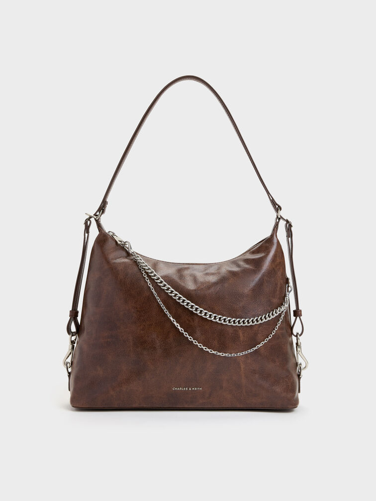 Atwood Chain Convertible Hobo Bag, Distressed Coffee, hi-res