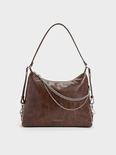 Atwood Chain Convertible Hobo Bag, Distressed Coffee, hi-res