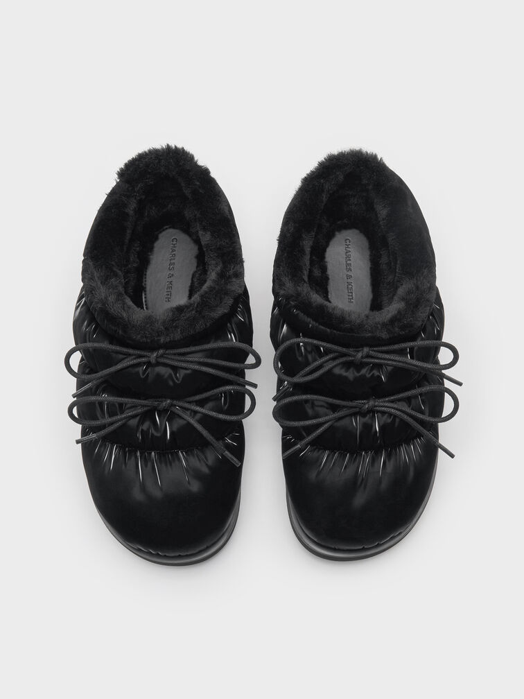 Egan Nylon Puffy Mules, Black Textured, hi-res