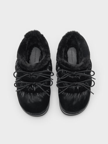 Egan Nylon Puffy Mules, Black Textured, hi-res