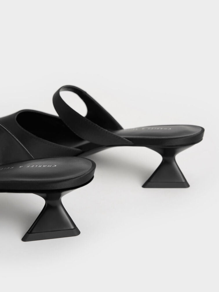 Asymmetric Sculptural Heel Pumps, Black, hi-res