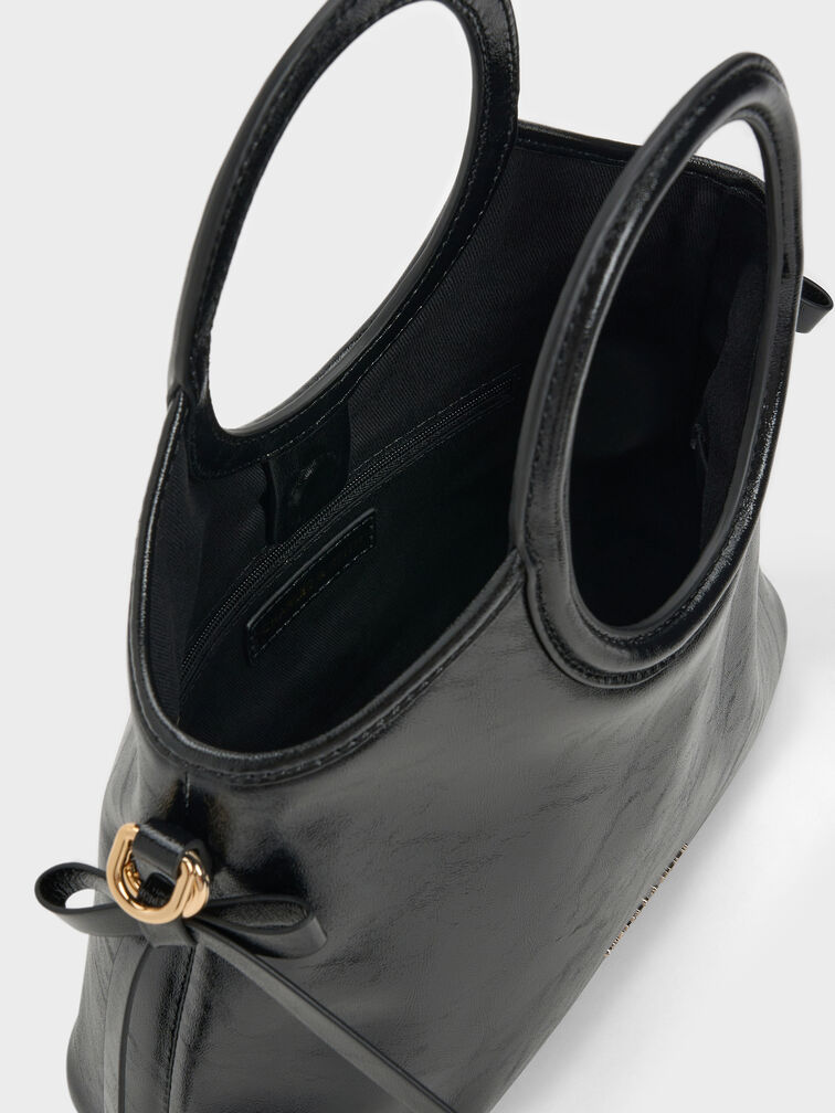 T&uacute;i tote Dalia Bow Oval-Handle, Đen, hi-res