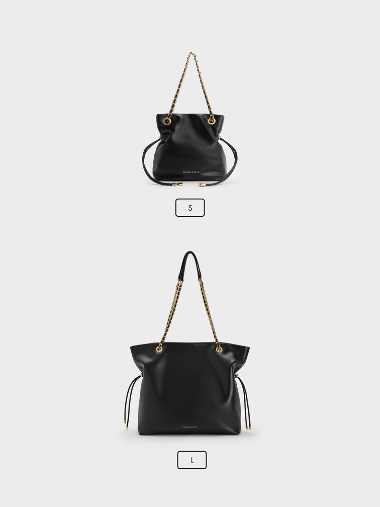 T&uacute;i tote Arya Braided-Strap Double-Handle, Đen, hi-res