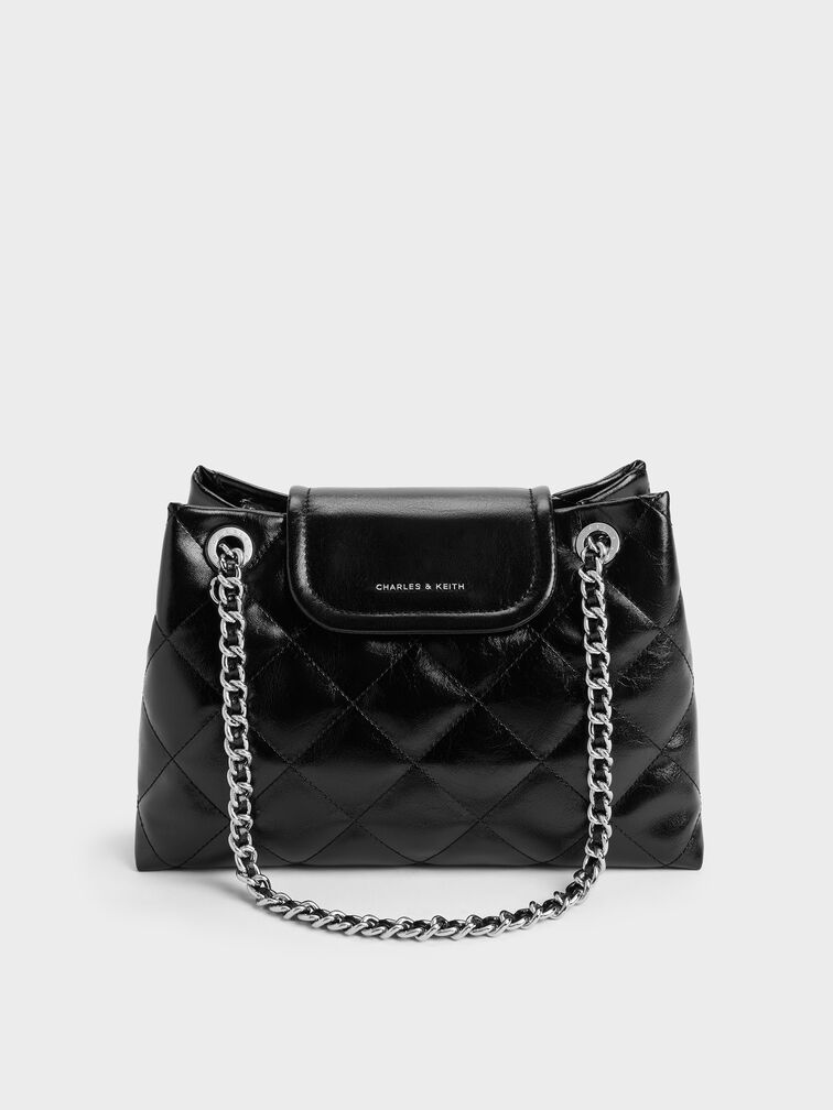 Apfra Quilted Shoulder Bag, Noir, hi-res