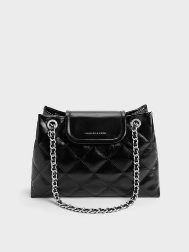 Apfra Quilted Shoulder Bag, Noir, hi-res