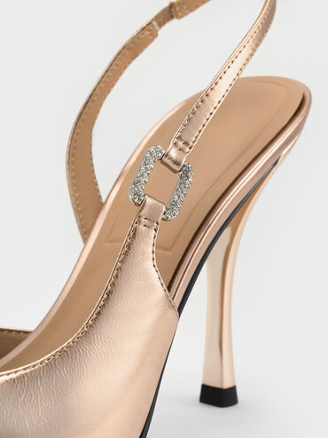 Gi&agrave;y sandals cao g&oacute;t Metallic Leather, Đồng, hi-res