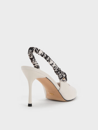 Tayari Leather Printed-Strap Slingback Pumps, Chalk, hi-res