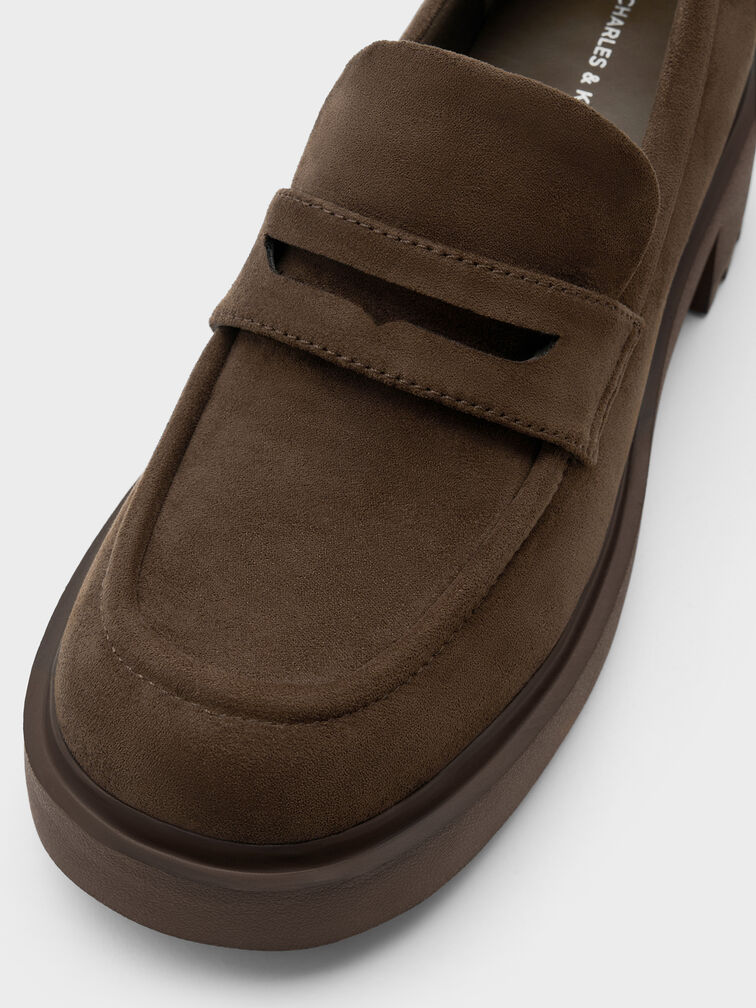 Gi&agrave;y lười đế cao Evan, Dark Brown Textured, hi-res