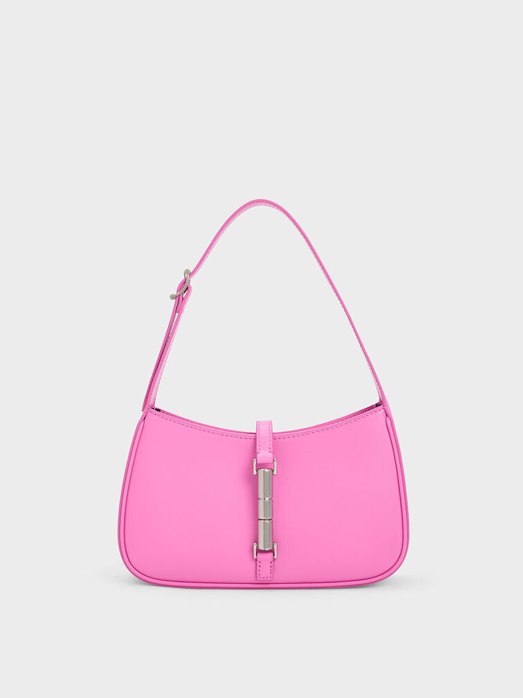 Cesia Metallic Accent Shoulder Bag, Pink, hi-res